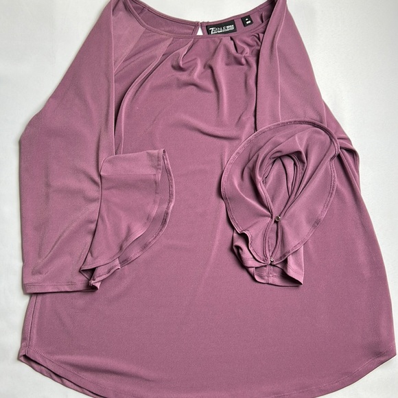 EUC 7th Avenue New York and Company mauve color stretchy dress shirt - Picture 3 of 7